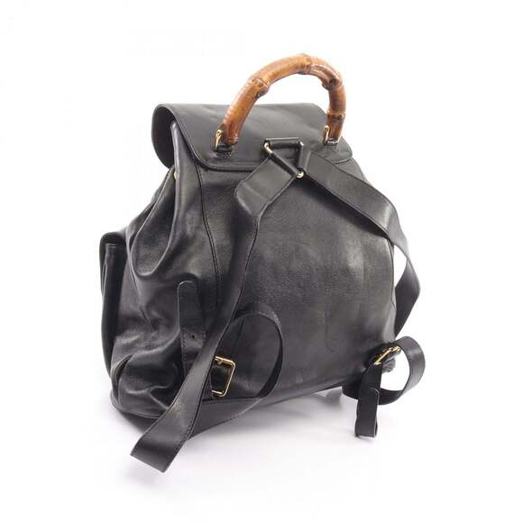GUCCI Black Leather Bamboo Backpack main image 11